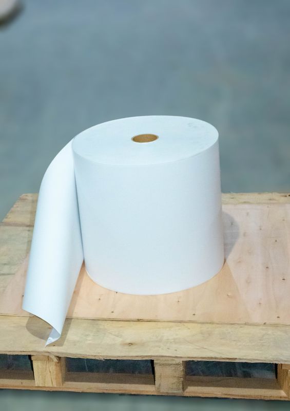 Ανθεκτικό στις γρατσουνιές θερμικό χαρτί Jumbo Roll υψηλής ιξώδους, Stong Sticky Back Type